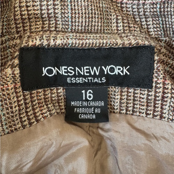 90s Plaid WoolBlend Blazer Jones New York Essentials Size 16 Preppy Academia - Picture 5 of 7